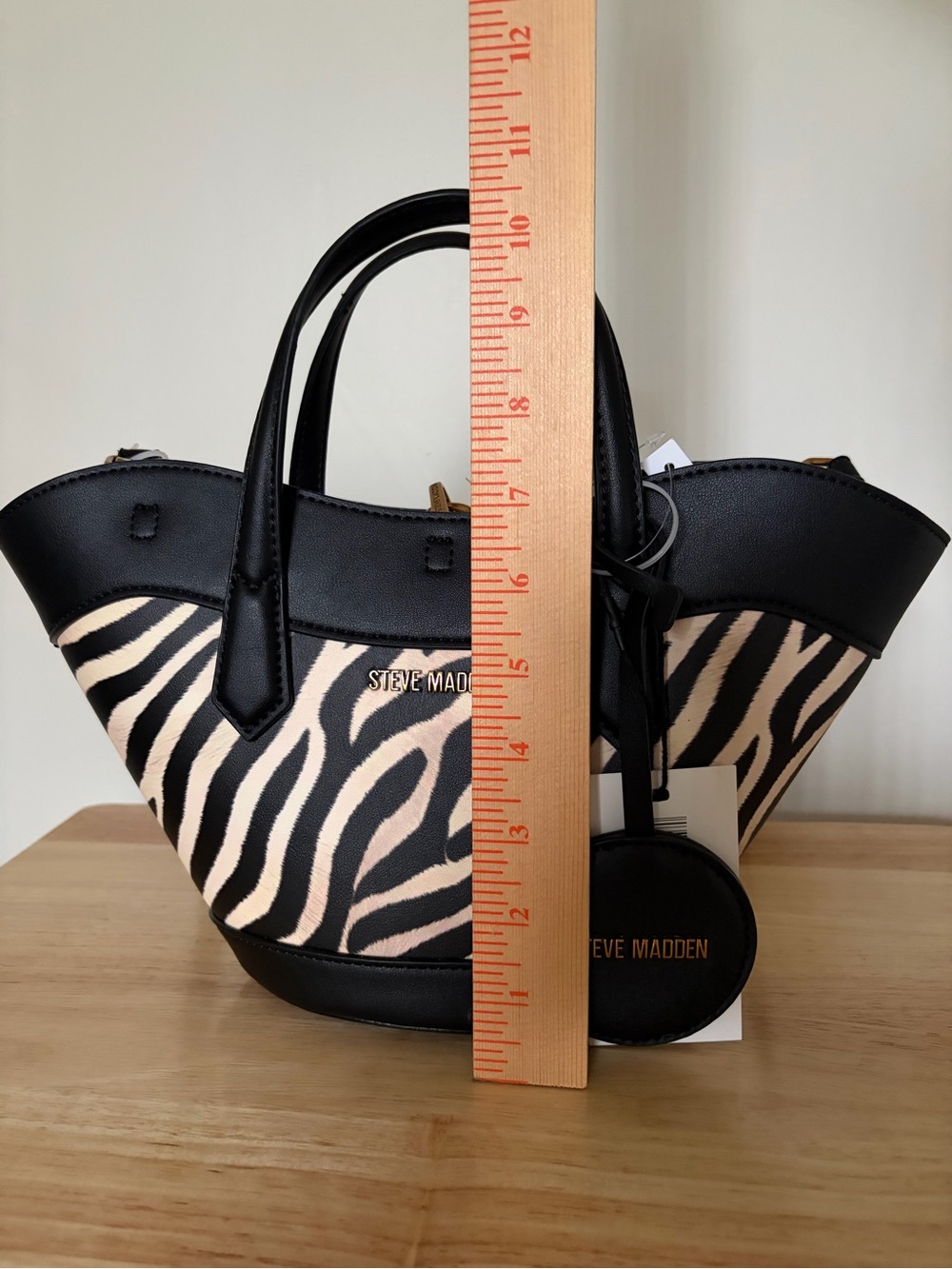 Steve Madden Zebra Print Bmiry Shopper Tote Handbag Medium NWT - Picture 9 of 12
